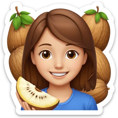 brown haired girl on a cheatnut hporse smiling' sticker
