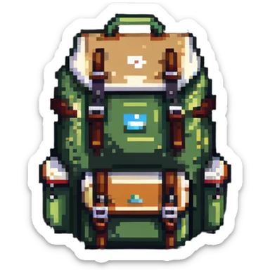 white hiking camping backpack sticker