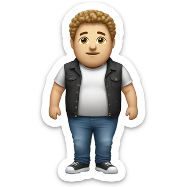 short fat guy with short curly hair and tight shirt and tight jeans sticker