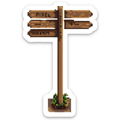 wooden signpost at crossroads sticker