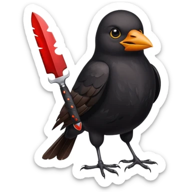 Blackbird holding a bloody knife sticker
