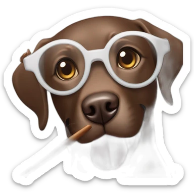 Labrador Retriver chocolate color whit a magic wand and glasses sticker