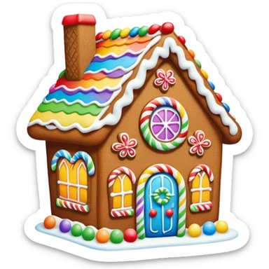 rainbow gingerbread house sticker