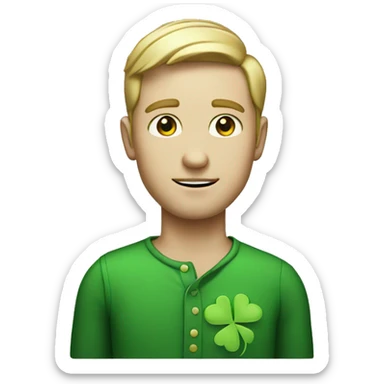 white man with four leaf clover sticker