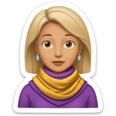 a woman, middle age, waring a tracheao stoma sticker