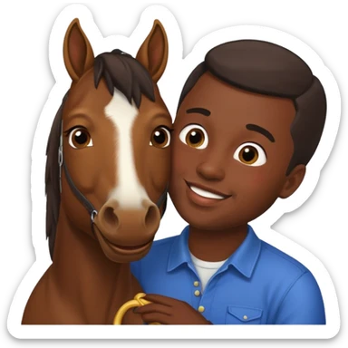 Black guy kissing horse with down syndrome sticker