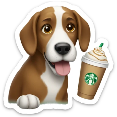 Dog drinking Starbucks  sticker