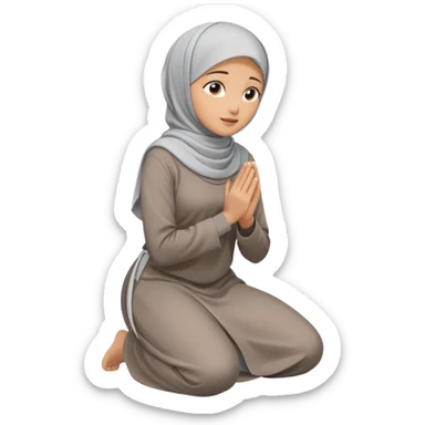 Woman Kneeling for Islamic prayer side view sticker