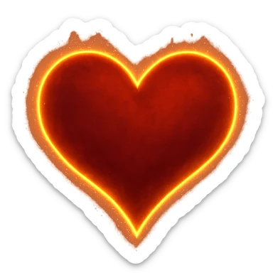 heart with a glowing amber outline, digital illustration, no background sticker