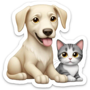 Un cane con un gatto che si abbracciano e si leccano sticker