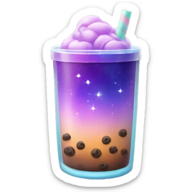 galaxy looking boba tea sticker
