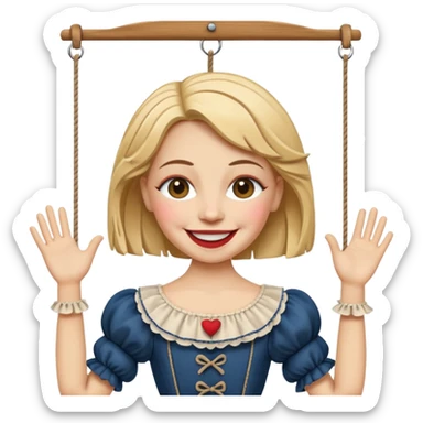 A marionette which is a beautiful happy girl sticker