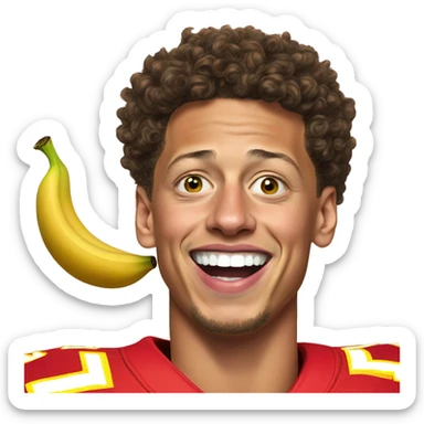 Patrick mahomes holding yellow banana in his mouth sticker