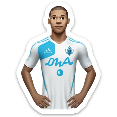 Kilian Mbappé avec un maillot de L’Olympique de Marseille  sticker