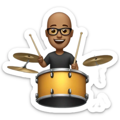 Bald Guy with glasses playing drums sticker