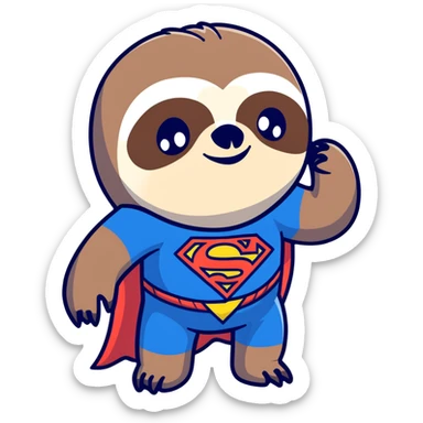 Sloth from The Goonies movie with deformed face and superman t-shirt sticker