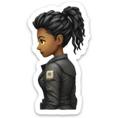 cyberpunk female detective with her back turned sticker