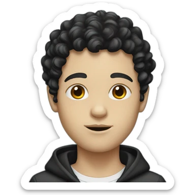 White boy with black curls hair sticker