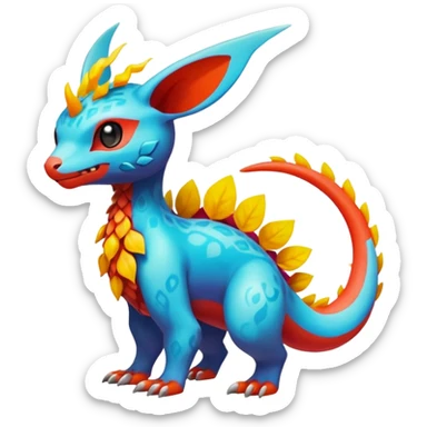 Elemental Exotic Colorful Fantasy Pokémon-Fakémon-hybrid-creature (full body) sticker
