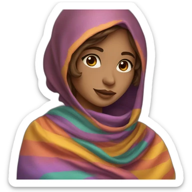 colourful shawl brown hair girl sticker