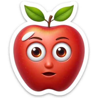 crea una manzana tipo emoji con  ojos y boca 3d tipo pixar sticker