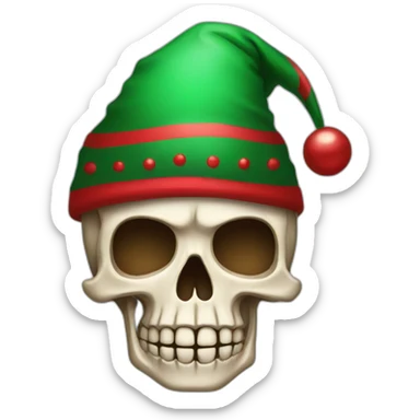 Skeleton head with Christmas hat sticker