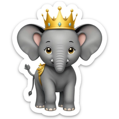Elephant calf with small crown symbol on head. sticker