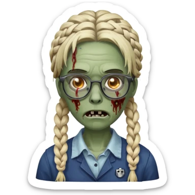 zombie with braided hair and glassess sticker