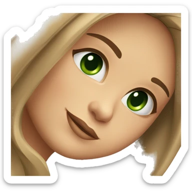 Girl with brown long straight hair with green eyes and long lashes with nice makeup sticker