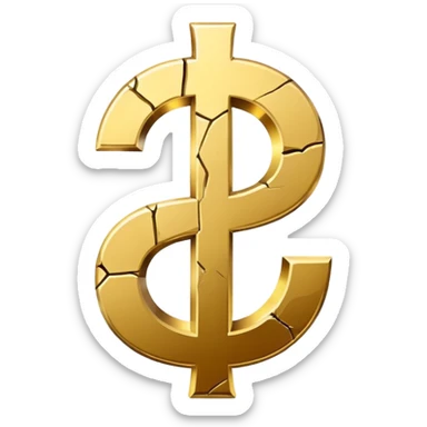 Give me the money sign emoji "💲" with a vertical crack in the middle sticker