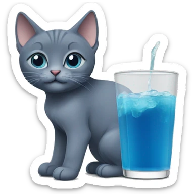 Russian Blue cat Drink  sticker