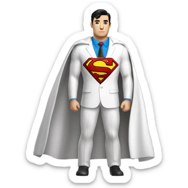 White suit superman with chest letter U sticker