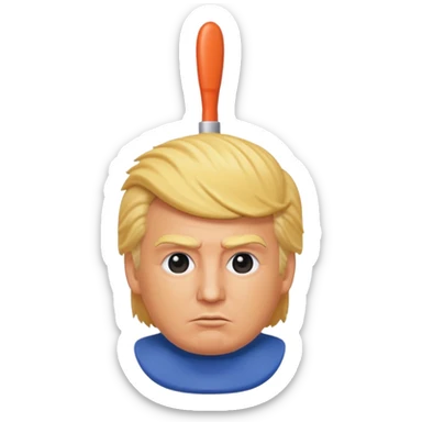 a toilet brush with donald trump face and hair sticker