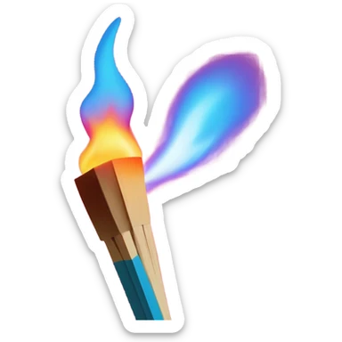 Pink and blue neon a burning match sticker