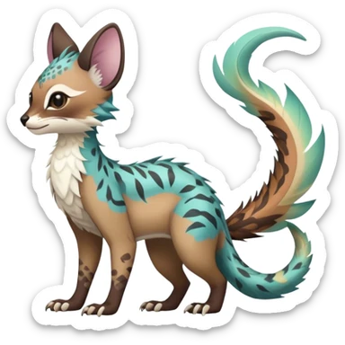 Feral Rare Fantasy pastel tropical Vernid-Trico-species by LiLaiRa, random markings, tufted tail, tufted ears, full body sticker