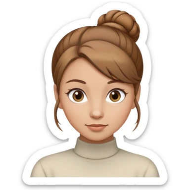 Female light brown hair light brown eyes hair in a bun  sticker