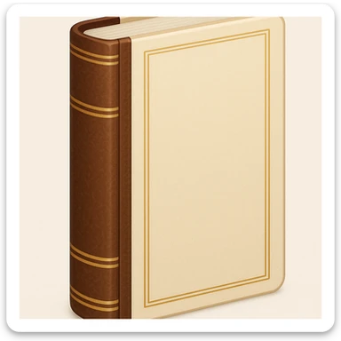 Create an emoji of a classic French book inspired by 'À la recherche du temps perdu' with a cream cover, brown leather spine, gold accents, elegant and minimal design, no text. Maintain a classic and refined look. sticker