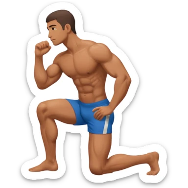 naked man kneeling side view no clothes sticker