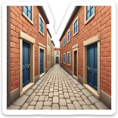 narrow alleyway with simple building design sticker