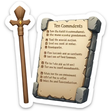 Ten commandments tablets and staff simplify sticker