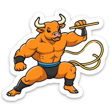 Bull kicking noodle legs sticker