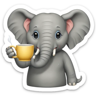 elephant with tea cup sticker