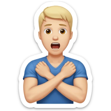 guy with arms crossed holding neck screaming sticker