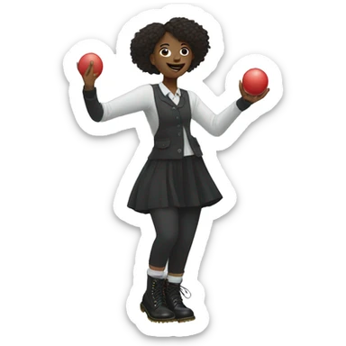 A Karen doing juggling and using doc martens sticker