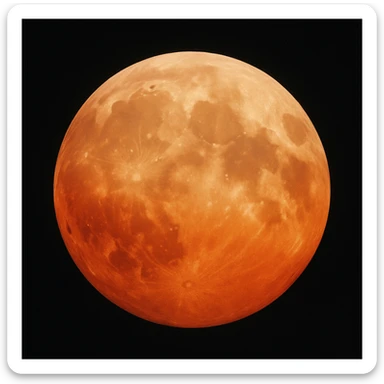 blood moon with smoother craters, two-tone fill: beige and dark red, smooth gradient transition between colors, realistic moon style sticker