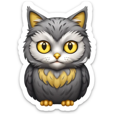 A cat with a owl body sticker