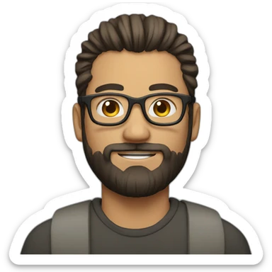 a person with man bun, short beard and glasses sticker