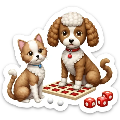 Cat playing tic-tac-toe with a poodle sticker