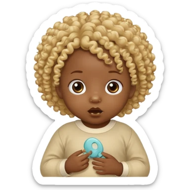 Black newborn, curly blonde tuft, pacifier sticker
