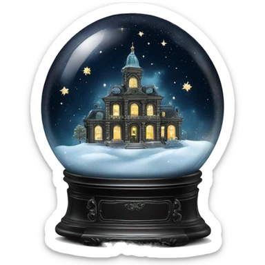 vintage black rococo night sky snow globe sticker